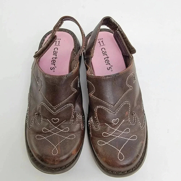 Carters Brown Leather Slingback Slip On Sandal Mules - 11 C - Picture 2 of 8